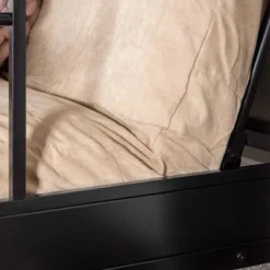 Twin Over Futon Analise Metal Bunk Bed Black - Saracina Home -Saracina Home GUEST aa2d1e2d b75c 4bdb 9c73 1846806f43c6