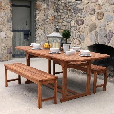 Ravenscroft 3pc Modern Boho Acacia Wood Slat Top Outdoor Dining Set - Saracina Home Ravenscroft 3pc Modern Boho Acacia Wood Slat Top Outdoor Dining Set - Saracina Home -Saracina Home GUEST ad4920a0 b5de 45ea 82c5 0726b37588f3