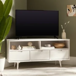 Cara Mid-Century Modern 3 Drawer Corner TV Stand For TVs Up To 58" - Saracina Home -Saracina Home GUEST b1ff3a9a 60ef 41ec 9a6f f1ca309dd560