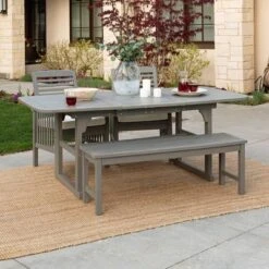 Ravenscroft 4pc Extendable Acacia Wood Outdoor Dining Set - Saracina Home 4 Ravenscroft 4pc Extendable Acacia Wood Outdoor Dining Set - Saracina Home -Saracina Home GUEST b20e0fe7 9276 456a 86ae 1099a38eba59