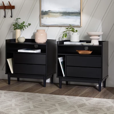 2pk Mid-Century Modern Solid Wood 2 Drawer Storage Nightstands - Saracina Home 2pk Mid-Century Modern Solid Wood 2 Drawer Storage Nightstands - Saracina Home -Saracina Home GUEST b2a3ee44 4d81 41a2 a7a3 37c02e20e839