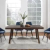 71" Tanya Modern Farmhouse Metal Stretcher Dining Table Dark Brown Oak - Saracina Home
