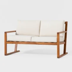 Saracina Home Modern Slat -Back Acacia Outdoor Bench With Cushions 2 Saracina Home Modern Slat -Back Acacia Outdoor Bench With Cushions -Saracina Home GUEST b32eb02a fd49 4839 b47e 059064873bd3