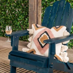 Genovia Transitional Acacia Wood Outdoor Adirondack Chair With Wine Holder - Saracina Home -Saracina Home GUEST b420c004 5b86 4911 b3e8 3e24602fcde7