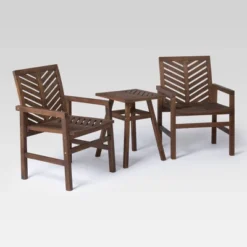 3pc Slatted Chevron Acacia Wood Patio Chat Set - Saracina Home 9 3pc Slatted Chevron Acacia Wood Patio Chat Set - Saracina Home -Saracina Home GUEST b555b5d1 1adb 44dc 89cc de438e14488a