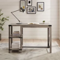 Rustic Farmhouse Metal X Kitchen Island With Shelves - Saracina Home -Saracina Home GUEST b5e786f1 c4b2 4d37 9c4f 7a49ef4549cc