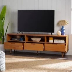 Cara 3 Drawer Mid-Century Modern 3 Drawer TV Stand For TVs Up To 80" - Saracina Home 11 Cara 3 Drawer Mid-Century Modern 3 Drawer TV Stand For TVs Up To 80" - Saracina Home -Saracina Home GUEST b7160973 1c5a 4aa1 ad9a e32bedffb8a0