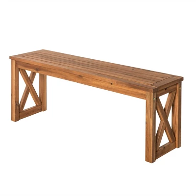 53" Slatted Acacia Wood X-Frame Patio Bench Brown - Saracina Home 53" Slatted Acacia Wood X-Frame Patio Bench Brown - Saracina Home -Saracina Home GUEST b7381240 9566 49f9 880d 68beaaac73fa