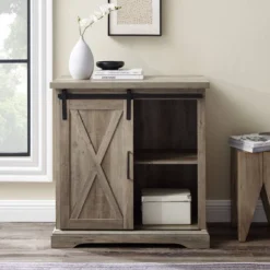 Tertia Industrial Accent Cabinet With Sliding X Barn Door - Saracina Home -Saracina Home GUEST b7d39999 32d5 4c0e 8ba6 0546c6b2fcec