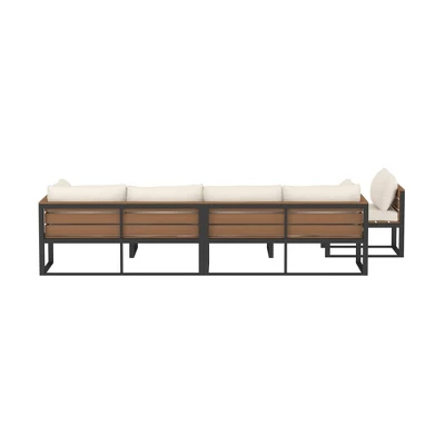 4pc Metal & Wood All Weather Patio Sectional Set - Natural - Saracina Home 4pc Metal & Wood All Weather Patio Sectional Set - Natural - Saracina Home -Saracina Home GUEST b94104d7 4632 4941 9fa9 03916e0b92c6