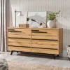 Modern 6 Drawer Double Dresser With Long Handles - Saracina Home