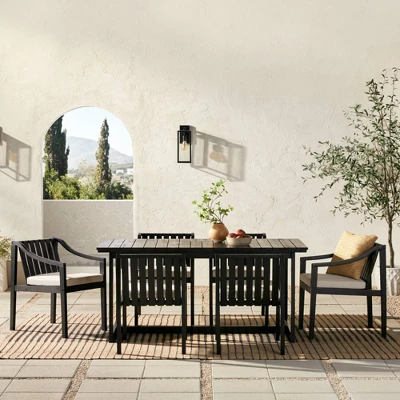 7pc Modern Slatted Wood Outdoor Dining Set - Saracina Home 7pc Modern Slatted Wood Outdoor Dining Set - Saracina Home -Saracina Home GUEST bbb9be71 0c67 4e88 8406 8e929f8becb1