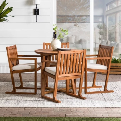Saracina Home 5pc Modern Slatted Acacia Outdoor Dining Set with Round Table Saracina Home 5pc Modern Slatted Acacia Outdoor Dining Set With Round Table -Saracina Home GUEST bc82f8c8 f3be 40d7 a40e ae211fffb5ef