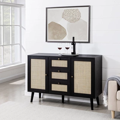 Modern Boho Wood and Rattan Storage Sideboard Black - Saracina Home Modern Boho Wood And Rattan Storage Sideboard Black - Saracina Home -Saracina Home GUEST c02d3c9b a035 4c35 b44f 3c436b8ade4a