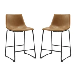 Set Of 2 Laslo Modern Upholstered Faux Leather Counter Height Barstools - Saracina Home 10 Set Of 2 Laslo Modern Upholstered Faux Leather Counter Height Barstools - Saracina Home -Saracina Home GUEST c0833993 a0ed 4742 aa20 2fd087a77c98