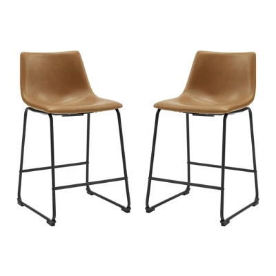 Set of 2 Laslo Modern Upholstered Faux Leather Counter Height Barstools - Saracina Home Set Of 2 Laslo Modern Upholstered Faux Leather Counter Height Barstools - Saracina Home -Saracina Home GUEST c0833993 a0ed 4742 aa20 2fd087a77c98