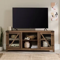 Clarabelle Transitional Glass Barn Door TV Stand For TVs Up To 65" - Saracina Home 2 Clarabelle Transitional Glass Barn Door TV Stand For TVs Up To 65" - Saracina Home -Saracina Home GUEST c23d4c35 3bb3 41b9 bb06 7cceb76937e5