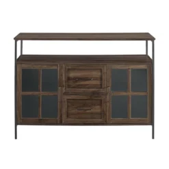 Adonis Transitional Industrial 3 Door Tiered Buffet Dark Walnut - Saracina Home -Saracina Home GUEST c7af8220 babe 4546 b263 044463fd80de