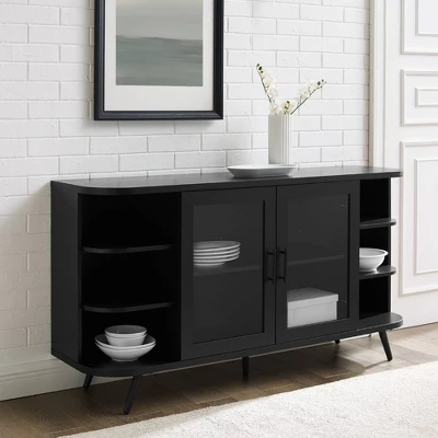 Mid-Century Modern Glass Double Door Curved Sideboard - Saracina Home Mid-Century Modern Glass Double Door Curved Sideboard - Saracina Home -Saracina Home GUEST c7d1a069 5ddd 4103 97c2 c672326ab375