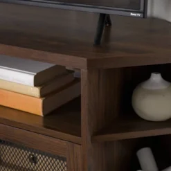 Corner TV Stand For TVs Up To 55" With Metal Mesh Doors - Saracina Home -Saracina Home GUEST c82def3e bcaa 4384 9da7 02d266de5aa9