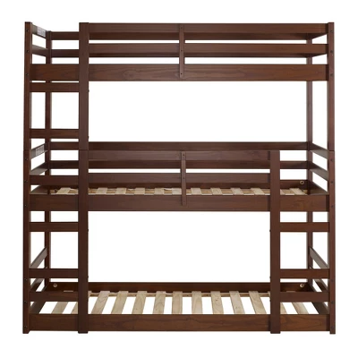 Twin Indy Solid Wood Triple Bunk Bed Walnut - Saracina Home Twin Indy Solid Wood Triple Bunk Bed Walnut - Saracina Home -Saracina Home GUEST c831186e d5ca 4bf6 9e0a e1e3ddb8226d