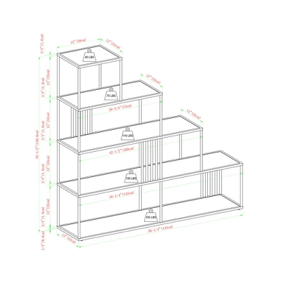 55.5" Modern 4 Shelf with Metal Bar Room Divider Bookcase Coastal Oak/Black - Saracina Home 55.5" Modern 4 Shelf With Metal Bar Room Divider Bookcase Coastal Oak/Black - Saracina Home -Saracina Home GUEST cc7da339 0cfb 4594 9f54 82cb5df98f11