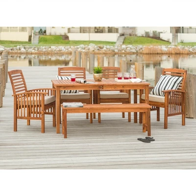 Ravenscroft 6pc Acacia Wood Patio Dining Set - Brown - Saracina Home Ravenscroft 6pc Acacia Wood Patio Dining Set - Brown - Saracina Home -Saracina Home GUEST cc9d477f 4df9 4b45 9293 a6e12d5bd191