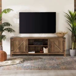 Modern Industrial Barn Door TV Stand For TVs Up To 80" - Saracina Home -Saracina Home GUEST ccb24986 9334 4f63 9b09 68b91e7b9dcb