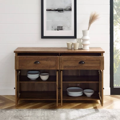 Millia Transitional Farmhouse 4 Door Sideboard with Glass Panels - Saracina Home Millia Transitional Farmhouse 4 Door Sideboard With Glass Panels - Saracina Home -Saracina Home GUEST d143523c bfb8 4b60 ae3f 8b75314b0281