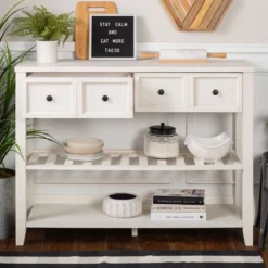 48" Farmhouse Solid Wood 2 Drawer Buffet White - Saracina Home -Saracina Home GUEST d14be0db 9591 4712 bd66 b181051f2d7c