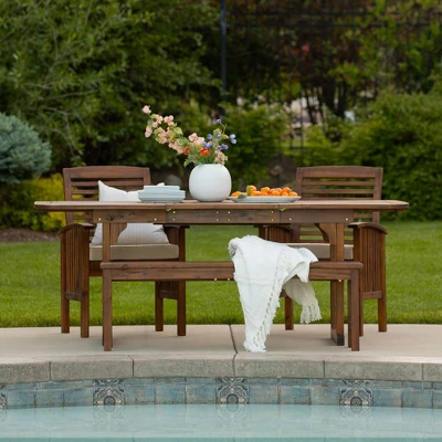 Ravenscroft 4pc Extendable Acacia Wood Outdoor Dining Set - Saracina Home Ravenscroft 4pc Extendable Acacia Wood Outdoor Dining Set - Saracina Home -Saracina Home GUEST d1e17e82 6666 4c9e 9100 6baec1df9027