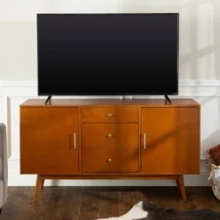 Mid-Century Modern Wood Console TV Stand For TVs Up To 65" - Saracina Home