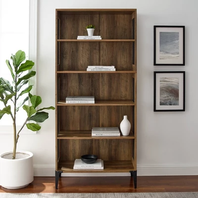 68" Grevaldi Industrial Mesh Side Bookshelf Rustic Oak - Saracina Home 68" Grevaldi Industrial Mesh Side Bookshelf Rustic Oak - Saracina Home -Saracina Home GUEST d5f1e6cc c10b 436d 8bec 7eb26f65666f
