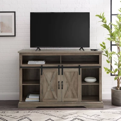 Transitional Sliding Barndoor Highboy TV Stand for TVs up to 58" - Saracina Home Transitional Sliding Barndoor Highboy TV Stand For TVs Up To 58" - Saracina Home -Saracina Home GUEST d93bcb01 6b73 4caa 92df 0c0c138da9a4