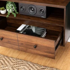 Modern Vinyl Record Player Storage TV Stand For TVs Up To 65" Dark Walnut - Saracina Home 7 Modern Vinyl Record Player Storage TV Stand For TVs Up To 65" Dark Walnut - Saracina Home -Saracina Home GUEST da3c3527 13f3 4543 9538 6f78de8aa248