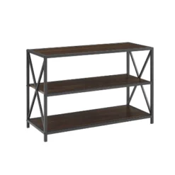 25.62" X Frame Metal And Wood Media Bookshelf - Saracina Home -Saracina Home GUEST da6fbbb0 99a4 4545 81a6 9cf064af15da
