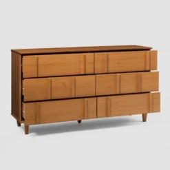 Modern Vertical Accent Solid Wood 6 Drawer Double Dresser - Saracina Home -Saracina Home GUEST dad44077 d13a 4df5 9c02 138c7fbc4767