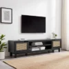 Modern Boho Storage TV Stand For TVs Up To 80" With Rattan Doors - Saracina Home