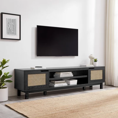 Modern Boho Storage TV Stand for TVs up to 80" with Rattan Doors - Saracina Home Modern Boho Storage TV Stand For TVs Up To 80" With Rattan Doors - Saracina Home -Saracina Home GUEST dc9e2269 194a 4d6c b198 cac0cee8e6e0
