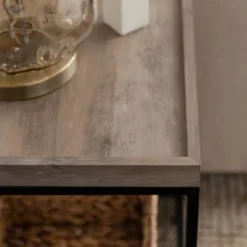 Rosalyn Urban Industrial Glam Square Tray Side Table With Metal Mesh Shelf Gray Wash - Saracina Home 3 Rosalyn Urban Industrial Glam Square Tray Side Table With Metal Mesh Shelf Gray Wash - Saracina Home -Saracina Home GUEST dec533e9 351f 400b beb5 a5807465bc41