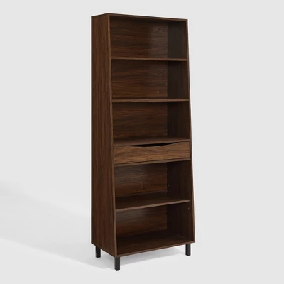 72.5" Mid-Century Modern 1 Drawer Angled Bookshelf - Saracina Home 72.5" Mid-Century Modern 1 Drawer Angled Bookshelf - Saracina Home -Saracina Home GUEST dee13ed8 b5a6 4b0f 873d 91d8d823c6c3