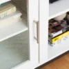 Pierceton Modern Double Glass Door With Metal Legs TV Stand For TVs Up To 58" White - Saracina Home