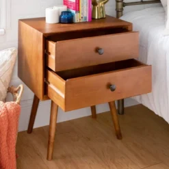 Greenberg 2 Drawer Mid-Century Modern Solid Wood Nightstand - Saracina Home -Saracina Home GUEST e325e445 1dcb 41b8 bf82 bd67a41d44b1