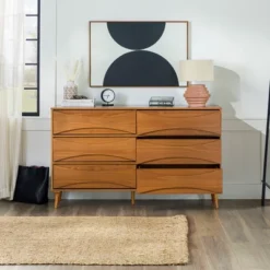Mid-Century Modern Contoured 6 Drawer Dresser - Saracina Home 9 Mid-Century Modern Contoured 6 Drawer Dresser - Saracina Home -Saracina Home GUEST e3d278c0 2027 4917 98d0 1a8a534d229b