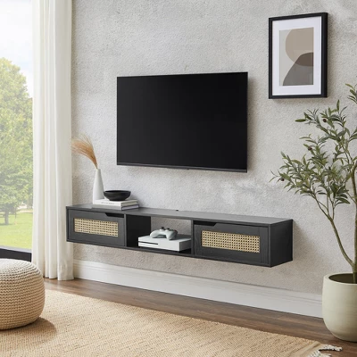 Modern Boho Floating TV Stand for TVs up to 65" with Rattan Doors - Saracina Home Modern Boho Floating TV Stand For TVs Up To 65" With Rattan Doors - Saracina Home -Saracina Home GUEST e42fe7c2 217a 4898 9a25 b2380d0c9ff7