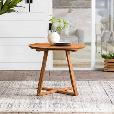 Saracina Home 36" Modern Acacia Slatted Round Outdoor Dining Table Saracina Home 36" Modern Acacia Slatted Round Outdoor Dining Table -Saracina Home GUEST e4b87ad3 2a77 4b1d 9238 2f266a94d506