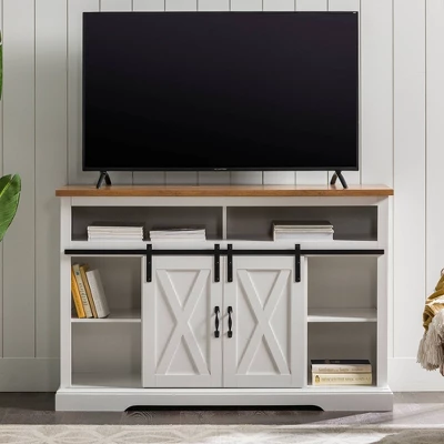 Transitional Sliding Barndoor Highboy TV Stand for TVs up to 58" - Saracina Home Transitional Sliding Barndoor Highboy TV Stand For TVs Up To 58" - Saracina Home -Saracina Home GUEST e952740e 70ac 42e4 a86c 65befa0e8542