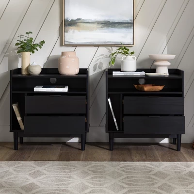 2pk Mid-Century Modern Solid Wood 2 Drawer Storage Nightstands - Saracina Home 2pk Mid-Century Modern Solid Wood 2 Drawer Storage Nightstands - Saracina Home -Saracina Home GUEST eab150fb 3256 4b31 ace2 846b2c2f72b4