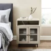 Fluted Glass Double Door Nightstand With USB Port - Saracina Home