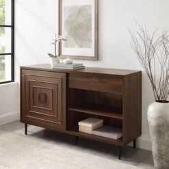 52" Modern Sliding Door Sideboard Dark Walnut - Saracina Home -Saracina Home GUEST ee2cb211 435f 4c05 af57 9b154e1bca90